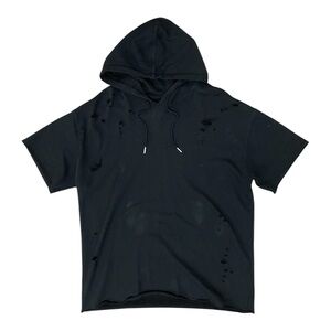 Black Distressed Hoodie T-Shirt